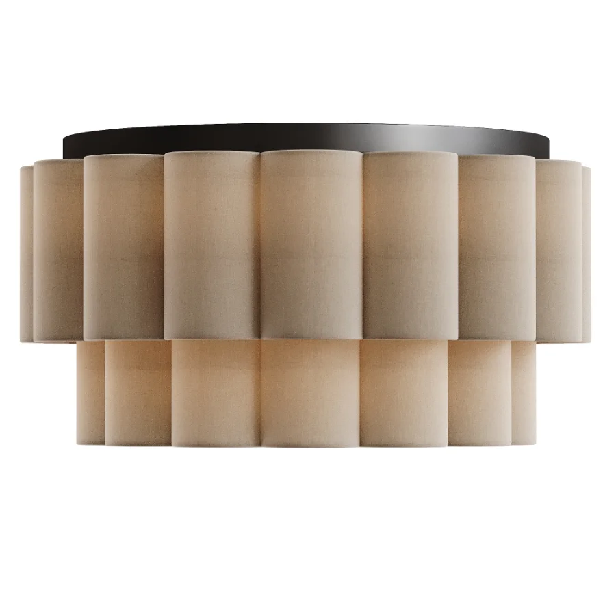 Folia scalloped natural linen flush pendant Image 4
