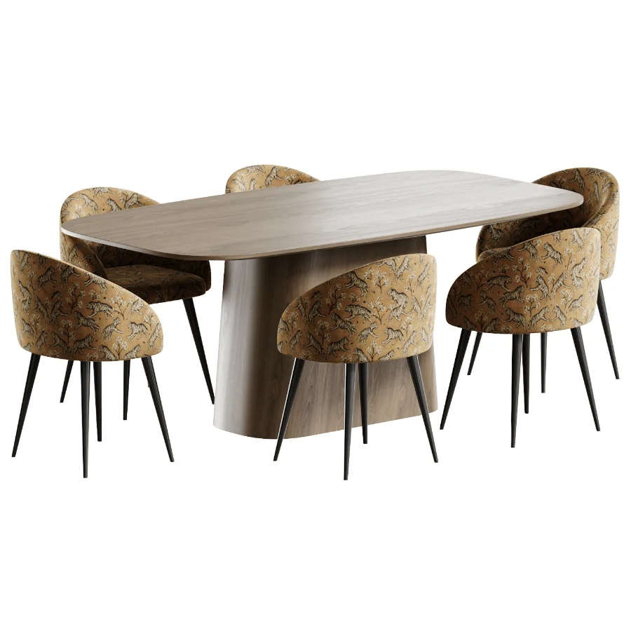 Boucle chair grey and Kitchen table Image 2