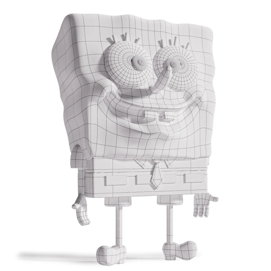Stylized Yellow Square Cartoon Character – Game Ready 3D Model Image 4