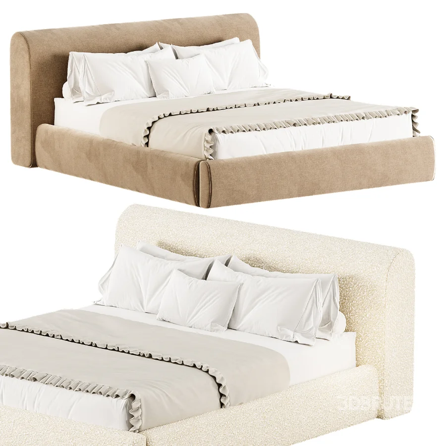 Riviera Isabelline White Fabric Queen Bed Image 3