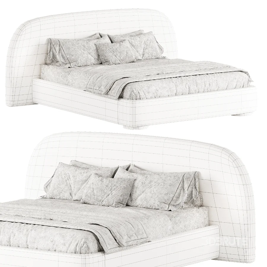 Estelle Velvet Mustard Velveteen Fabric Queen Bed Image 3