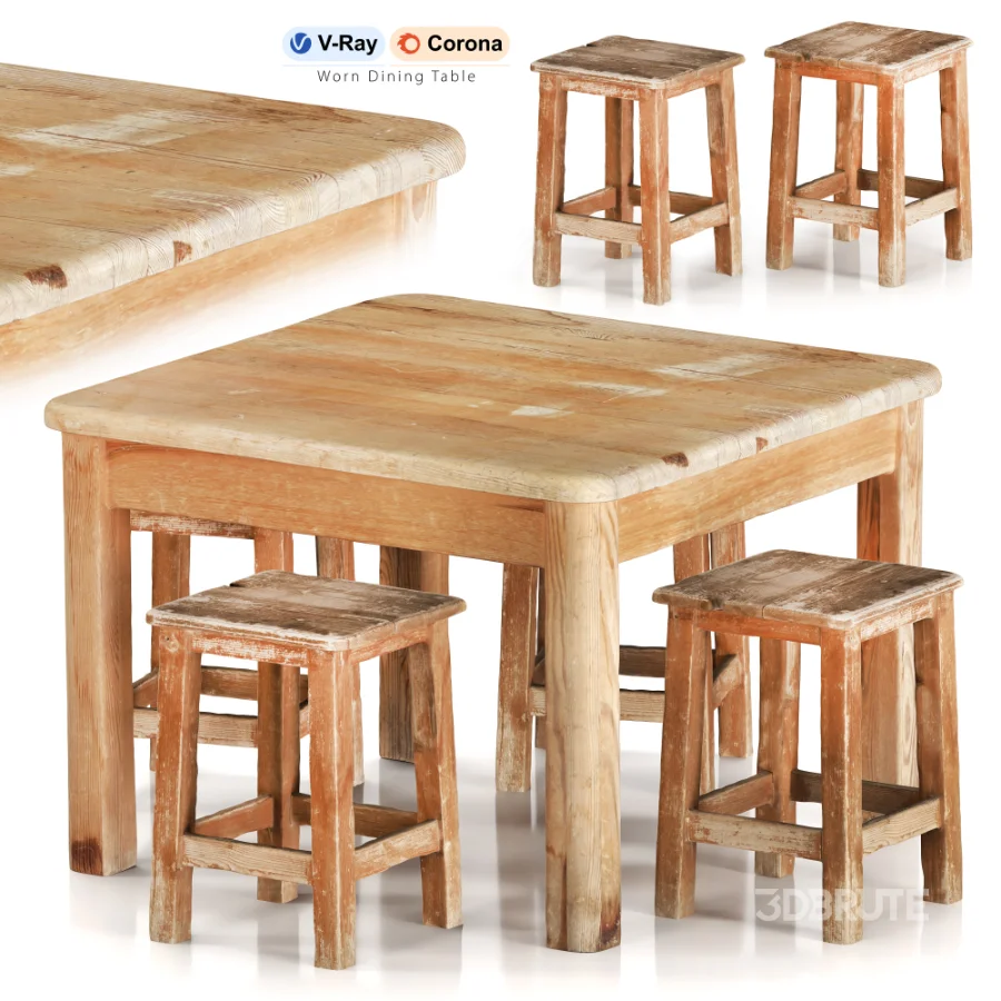 Worn Dining Table Image 1