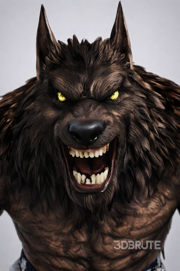 Realistic Muscular Werewolf Monster Image 1