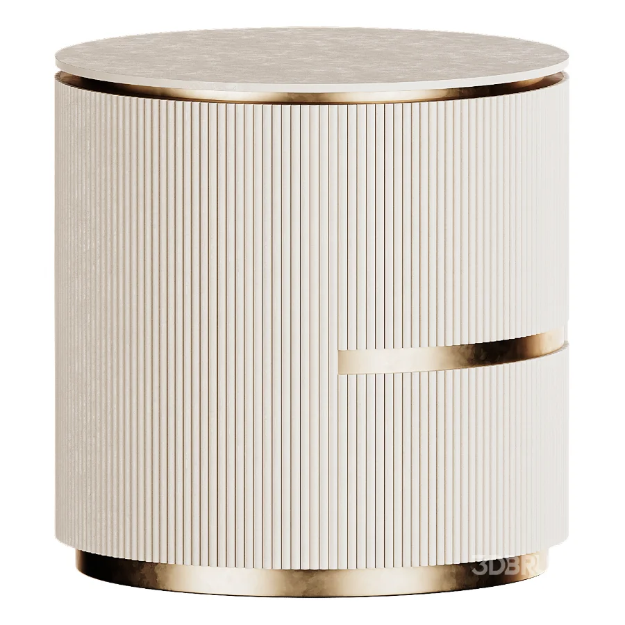 Archie Cream Wooden Oval Bedside Table Image 3