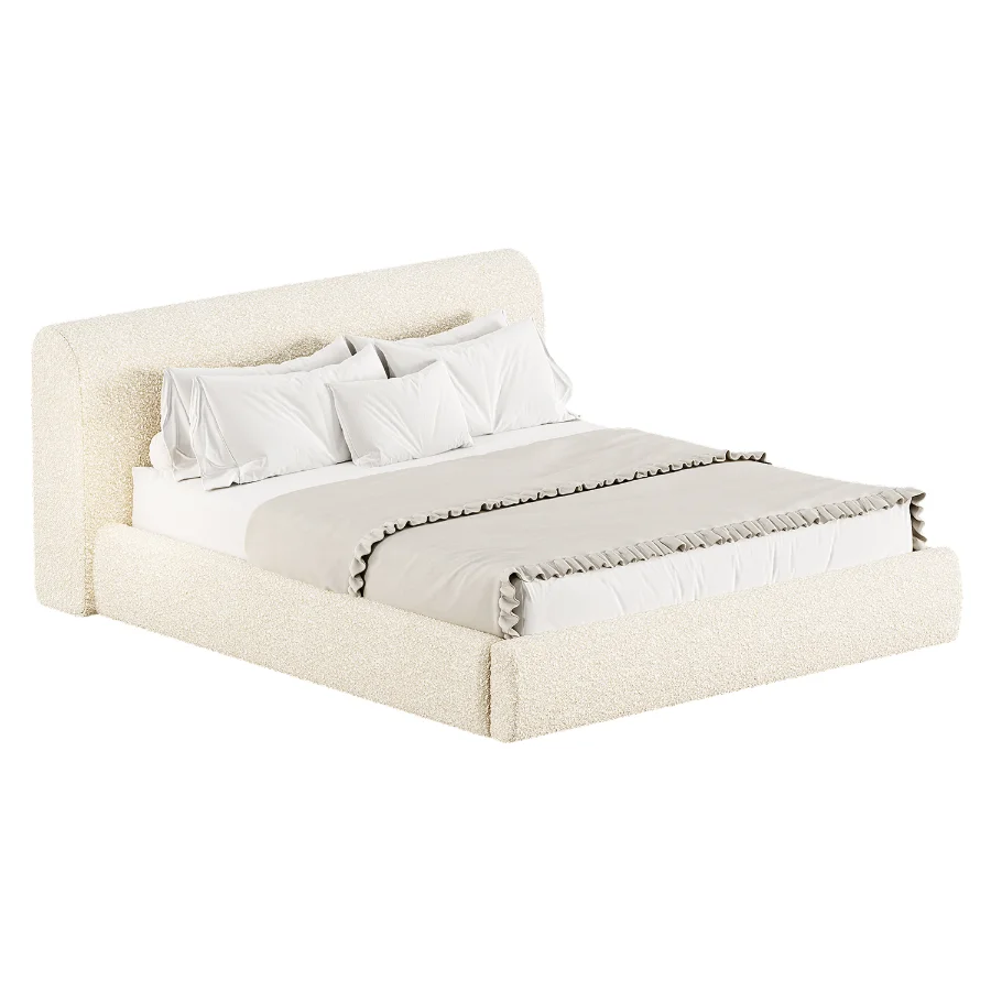 Riviera Isabelline White Fabric Queen Bed Image 1
