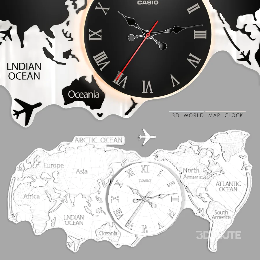 3D WORLD MAP CLOCK Image 4