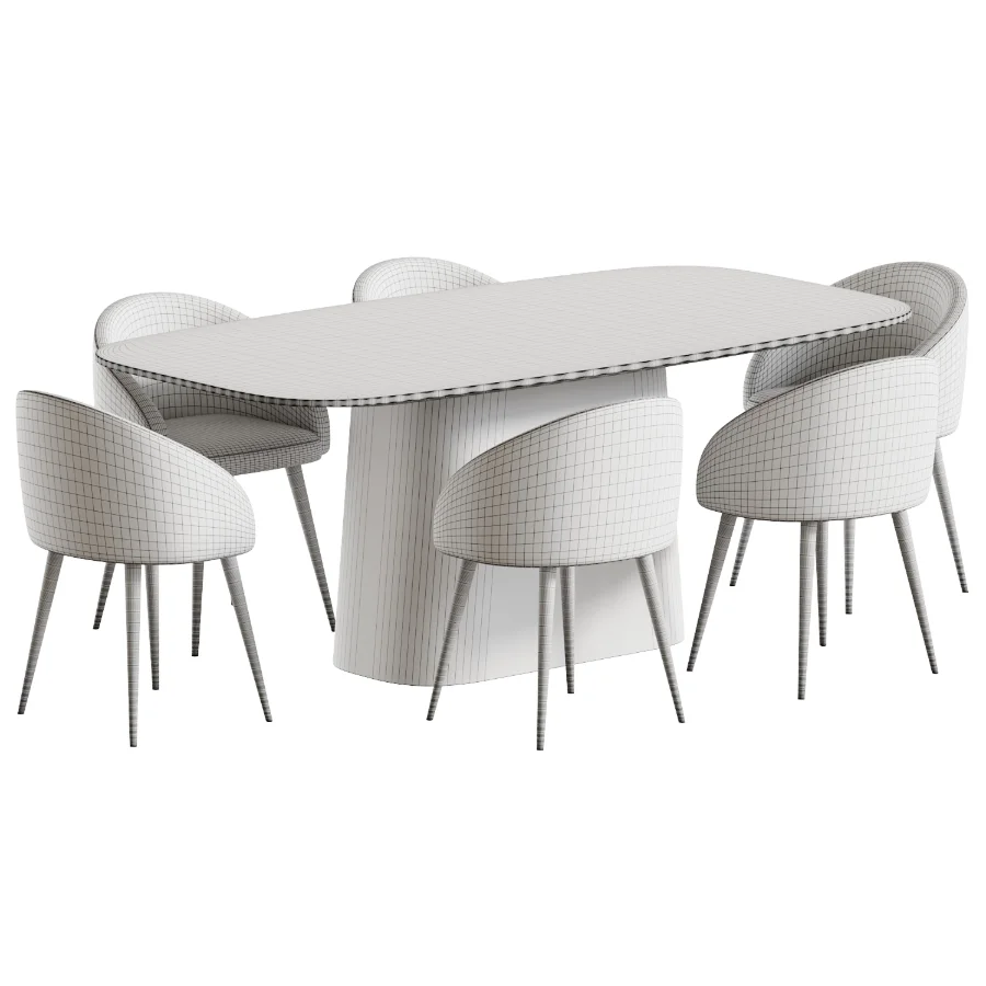 Boucle chair grey and Kitchen table Image 4