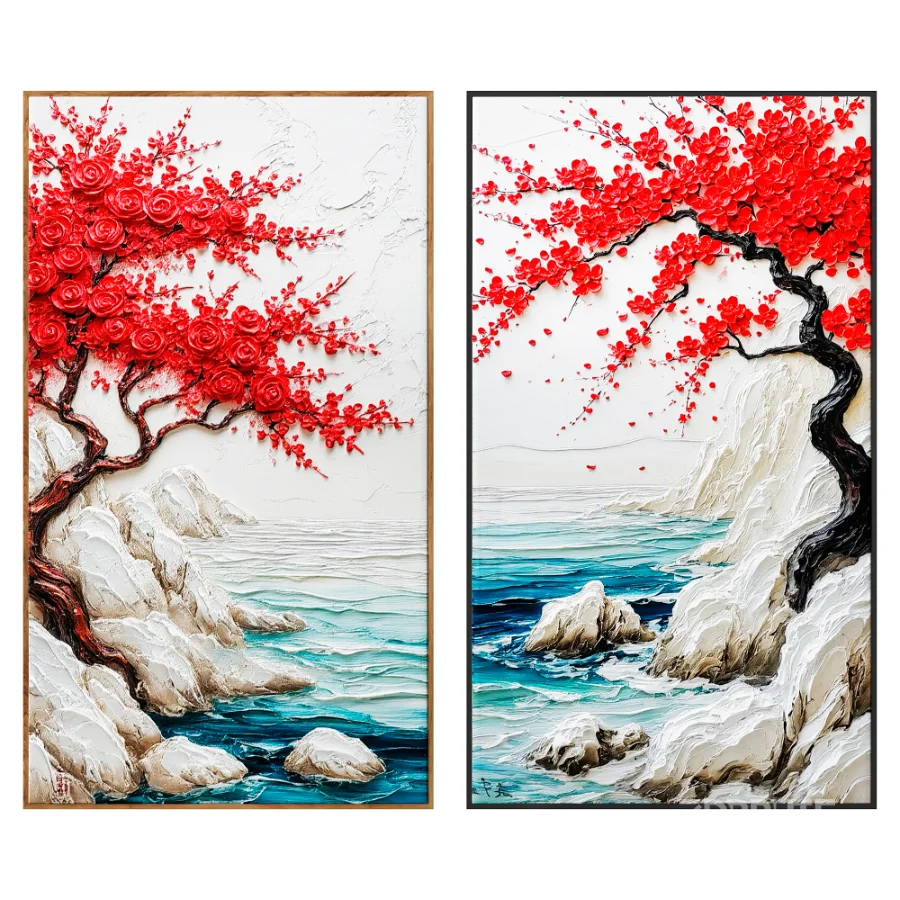 Premium Coastal Blossom Wall Art Set Image 1