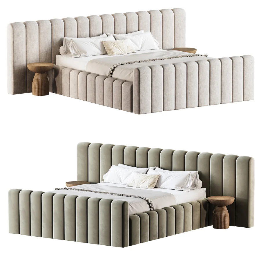 Amma Brown Velvet King Bed Image 2