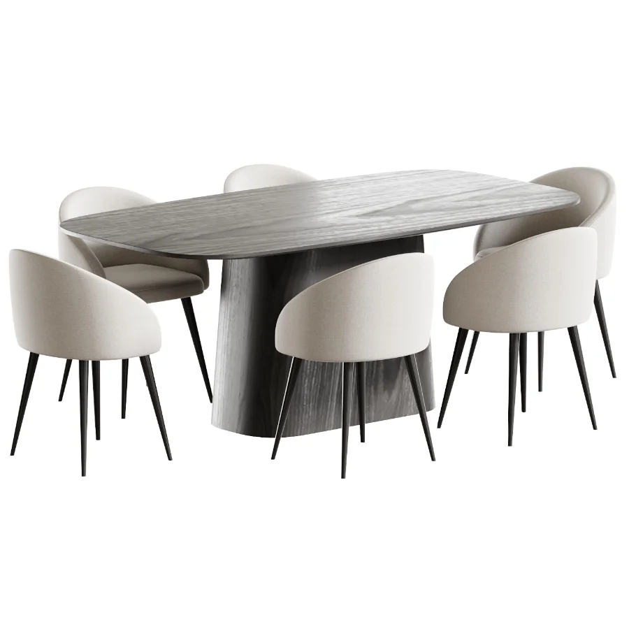 Boucle chair grey and Kitchen table Image 6