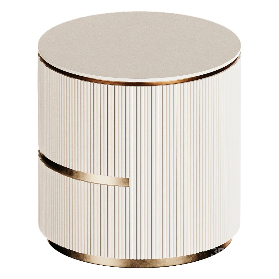 Archie Cream Wooden Oval Bedside Table Image 1