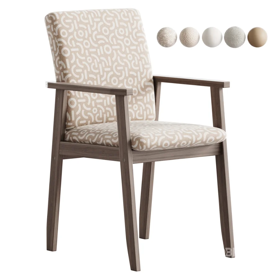 Modern Arm Chair with Upholstered Seat and Wood Arms Image 1