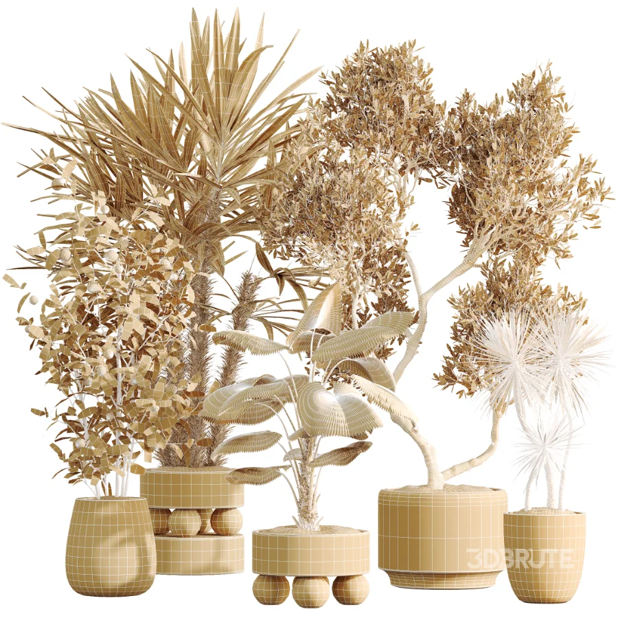 AV Indoor Plants Set 490 Yucca Olive Artificial Rhapis Orange Palm Image 10