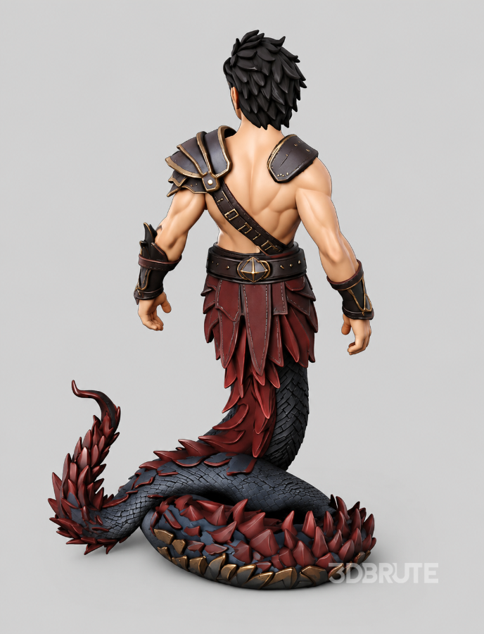 Fantasy Half-Man Half-Dragon Warrior 3D Character Model Image 5