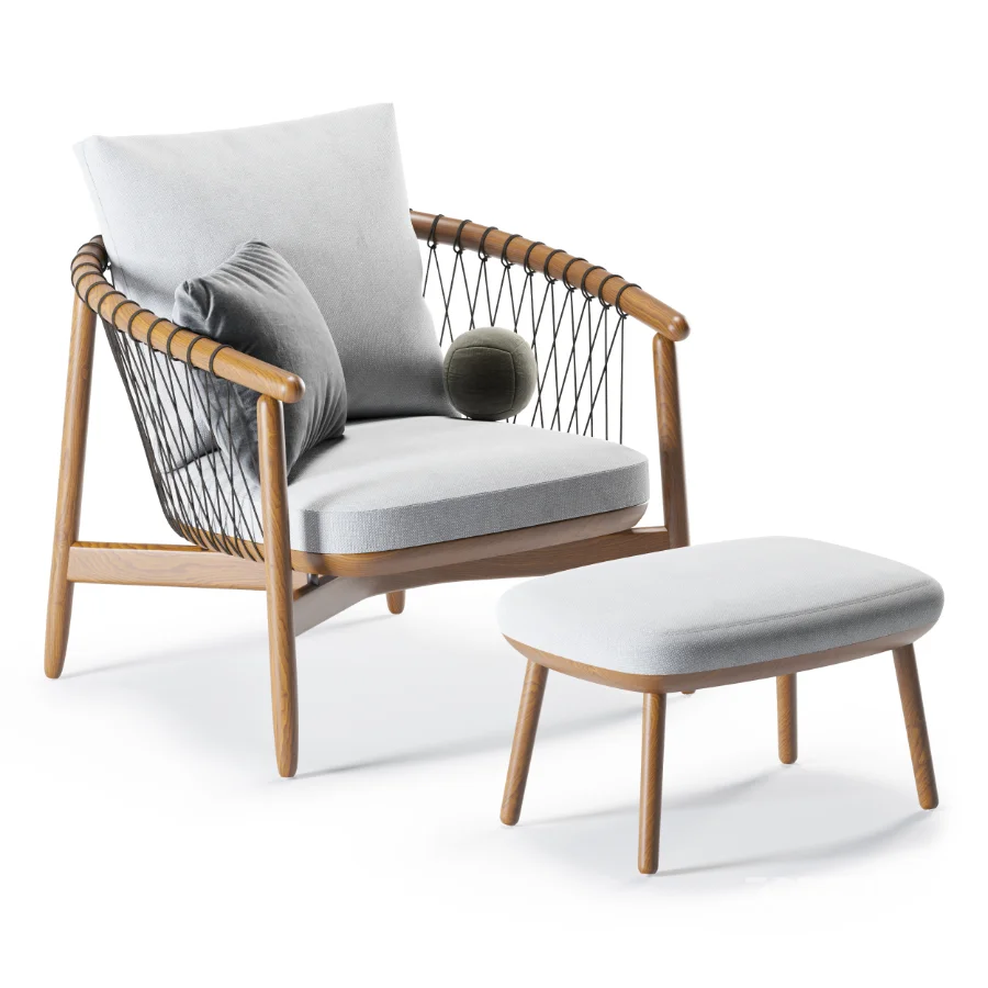 Crosshatch Chair and Ottoman Image 4