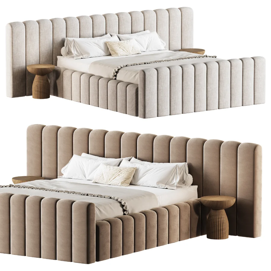 Amma Brown Velvet King Bed Image 3