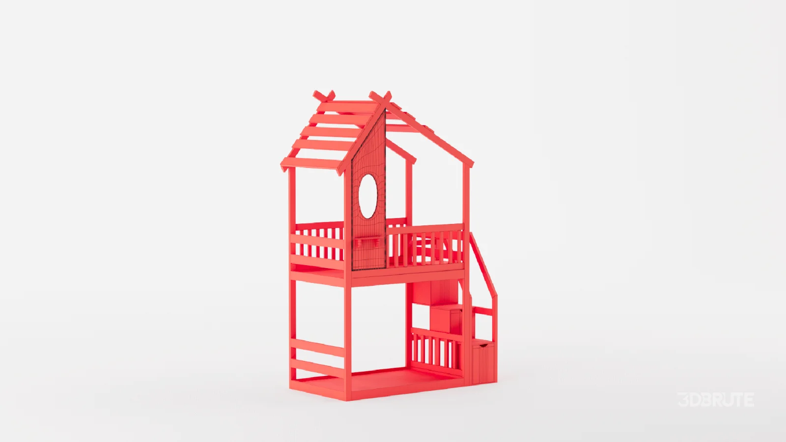 Twin Bunk Bed White, House Bed,Storage And Guard Rail Image 10