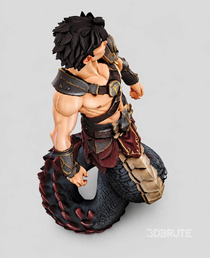 Fantasy Half-Man Half-Dragon Warrior 3D Character Model Image 6