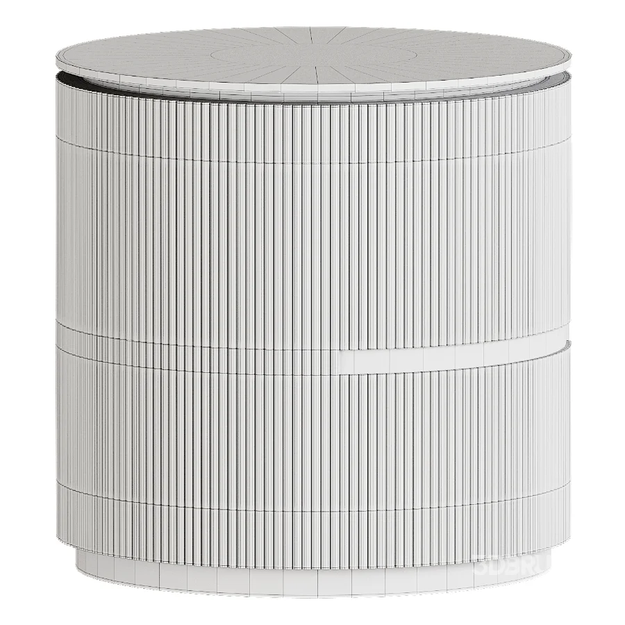 Archie Cream Wooden Oval Bedside Table Image 2