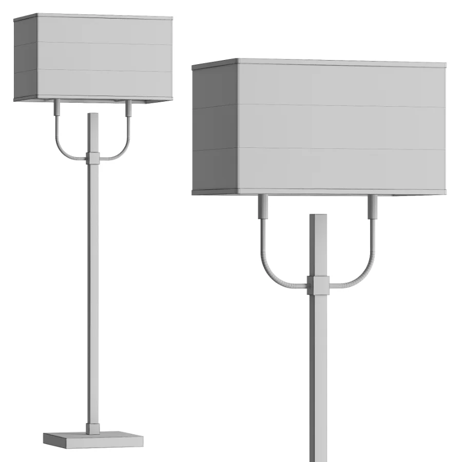 Black and Gold Metal Floor Lamp with Linen Shade Image 3