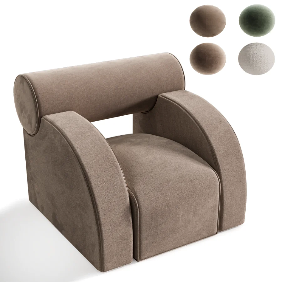 Modern Curved Upholstered Lounge Armchair Image 5