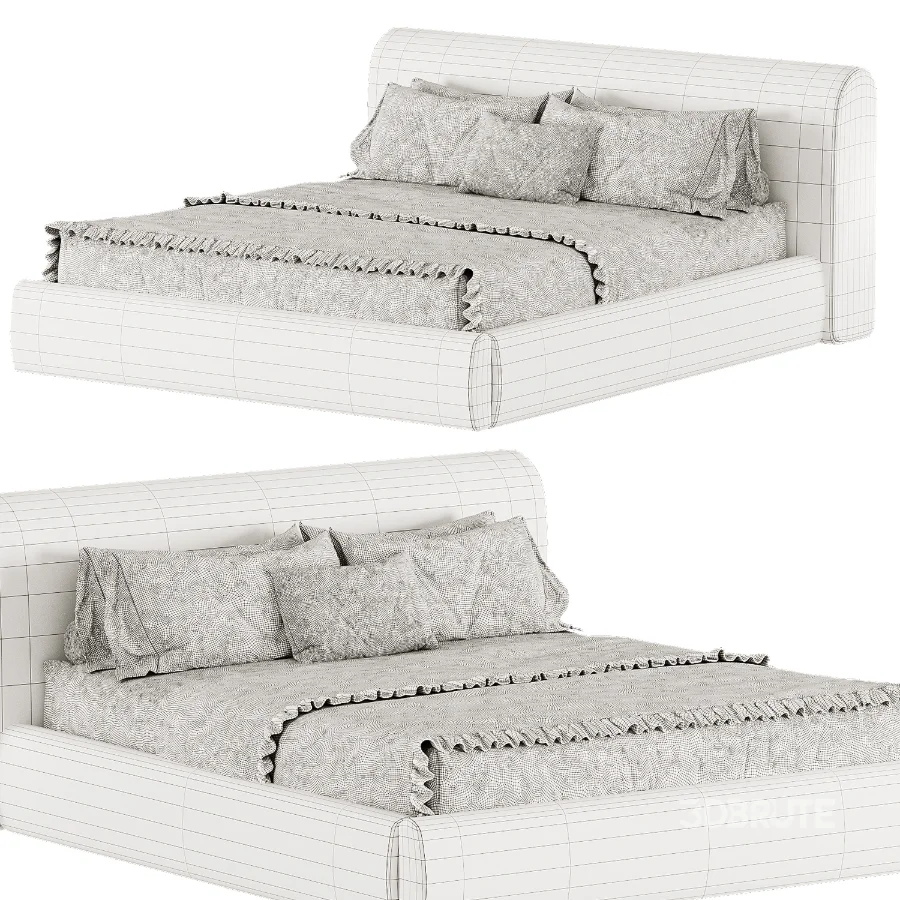 Riviera Isabelline White Fabric Queen Bed Image 4