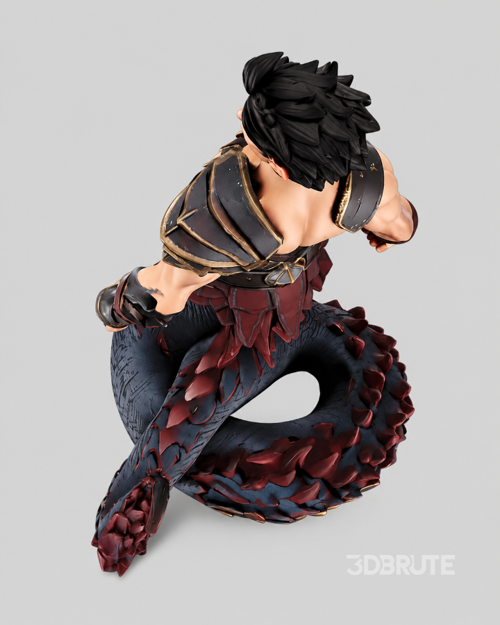 Fantasy Half-Man Half-Dragon Warrior 3D Character Model Image 3