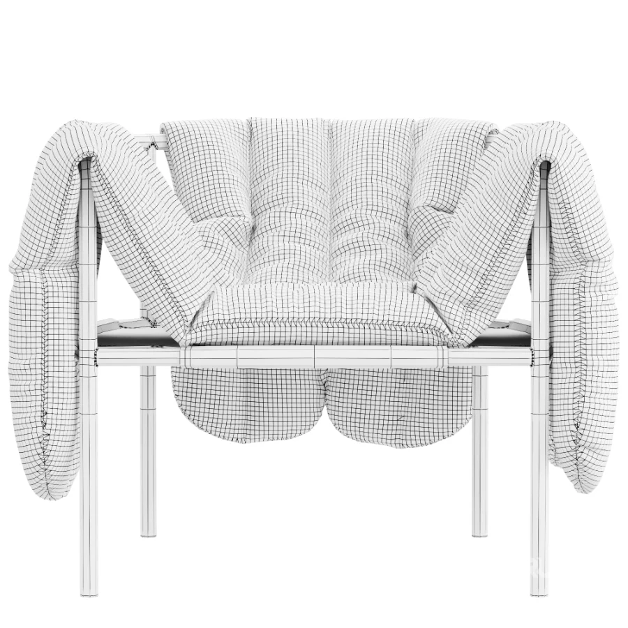 Puffy_lounge_chair_natural_black_grey_steel Image 1