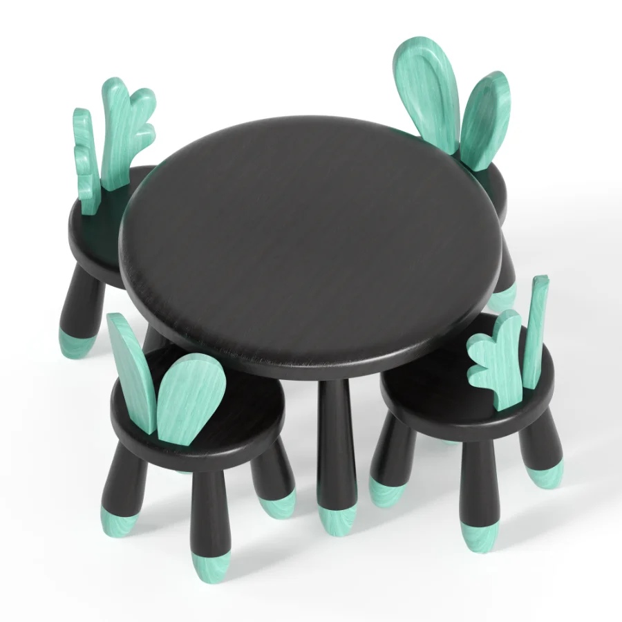 WOODEN ANIMAL CHAIR & TABLE Image 4
