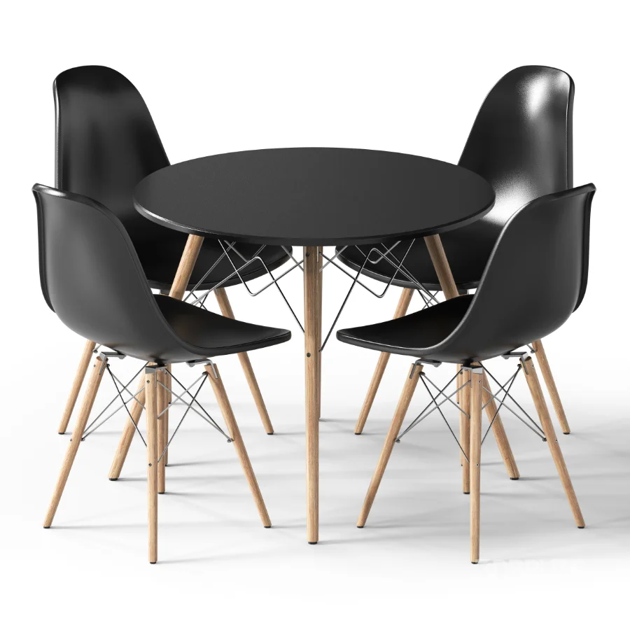 ELON Series Plastic Chair With Wood Base Image 2