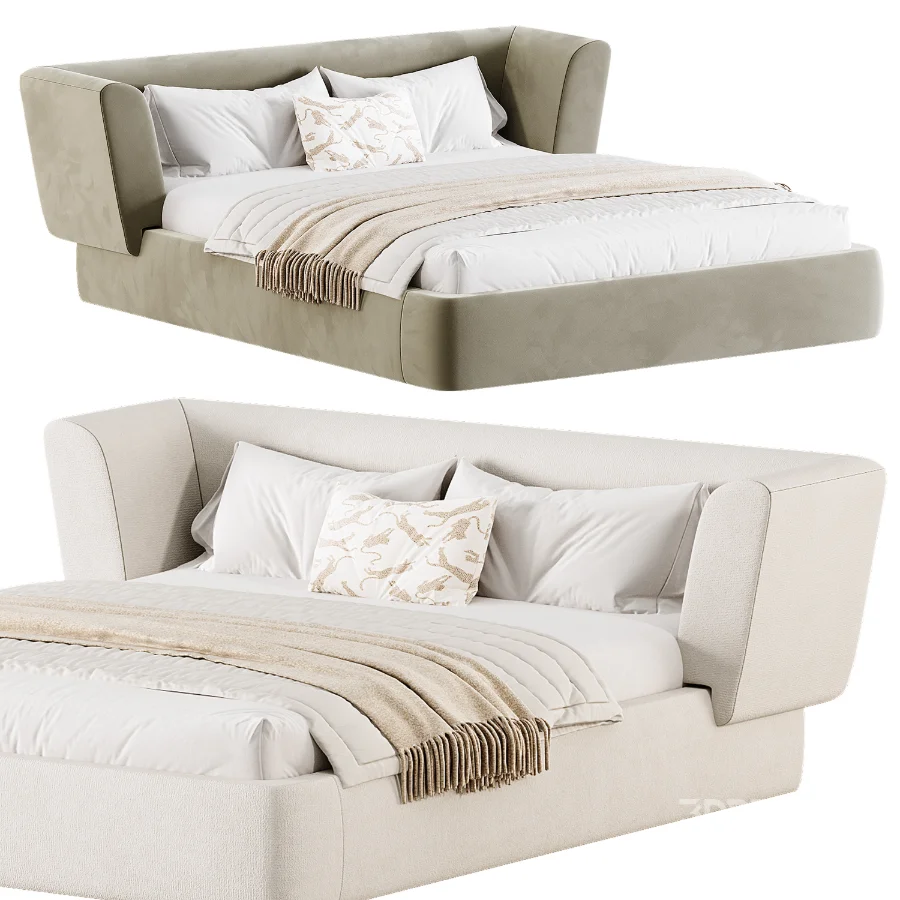 Antonella Stone Cream Fabric King Bed Image 3