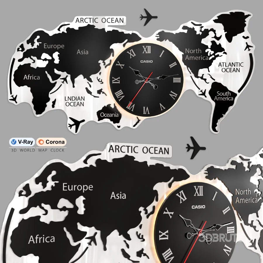 3D WORLD MAP CLOCK Image 1