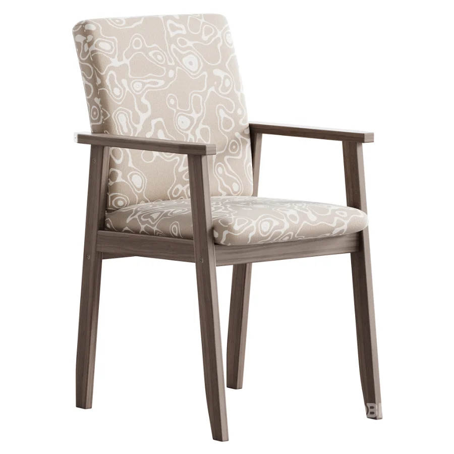 Modern Arm Chair with Upholstered Seat and Wood Arms Image 6