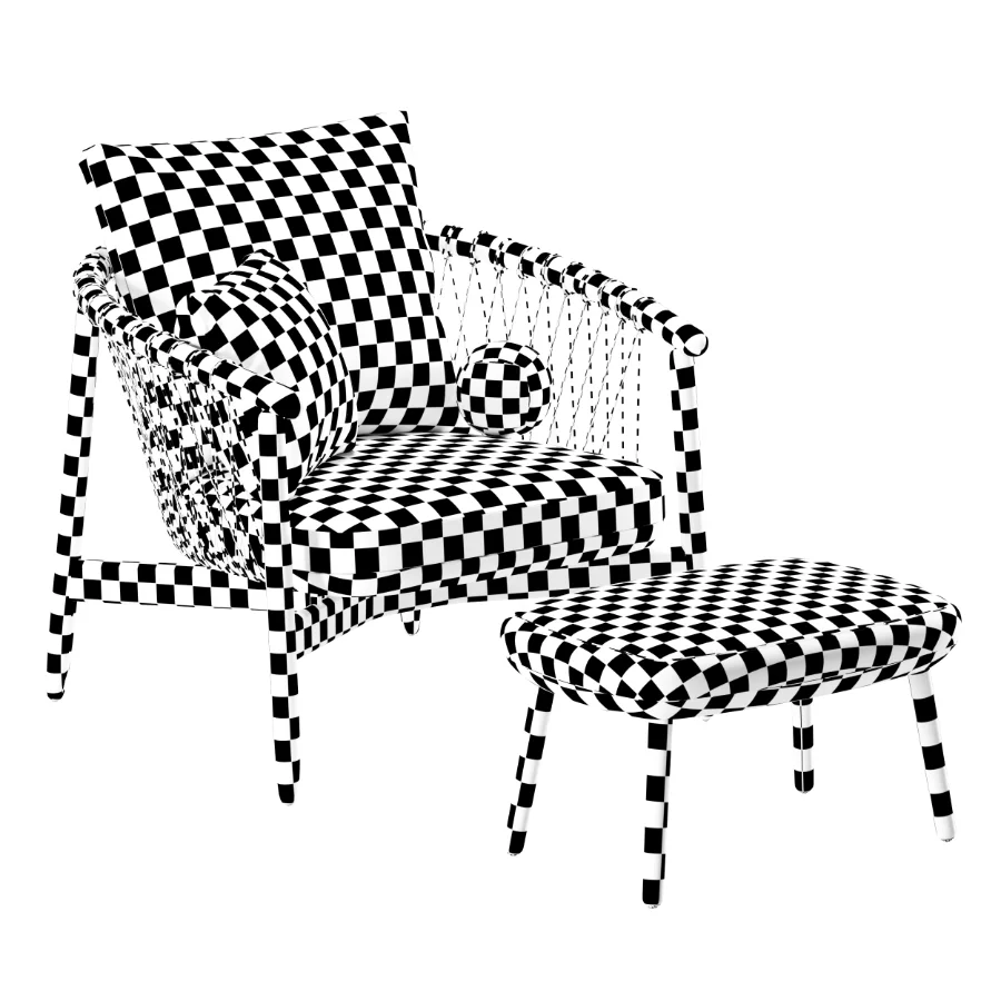 Crosshatch Chair and Ottoman Image 7