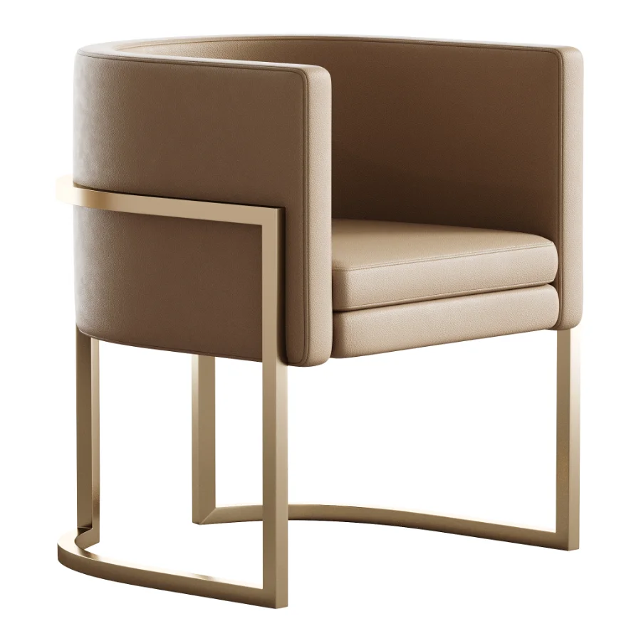 Parsons Arm Chair Leather Indoor Dining Chair with Gold Frame Image 3