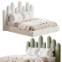 Nyasia Velvet Fabric Special Design Headboard Bed Frame - Thumbnail 4