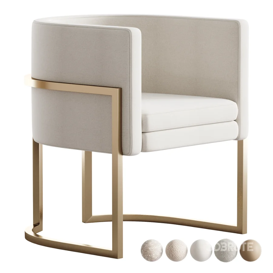 Parsons Arm Chair Leather Indoor Dining Chair with Gold Frame Image 1