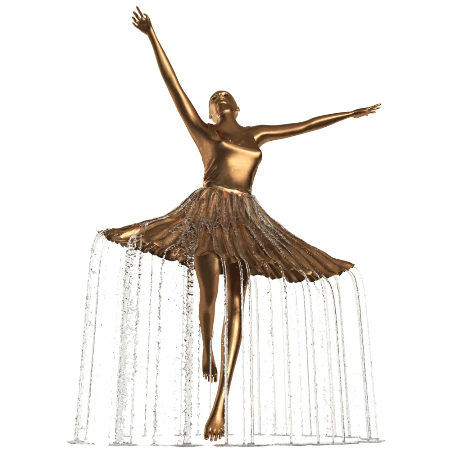 Golden Bronze Ballerina Water Fountain Image 3