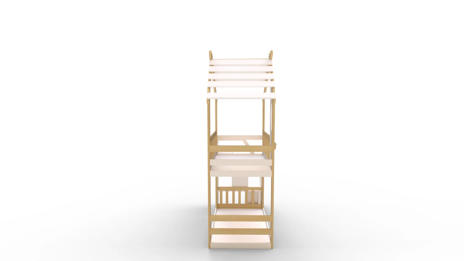 Twin Bunk Bed White, House Bed,Storage And Guard Rail Image 5