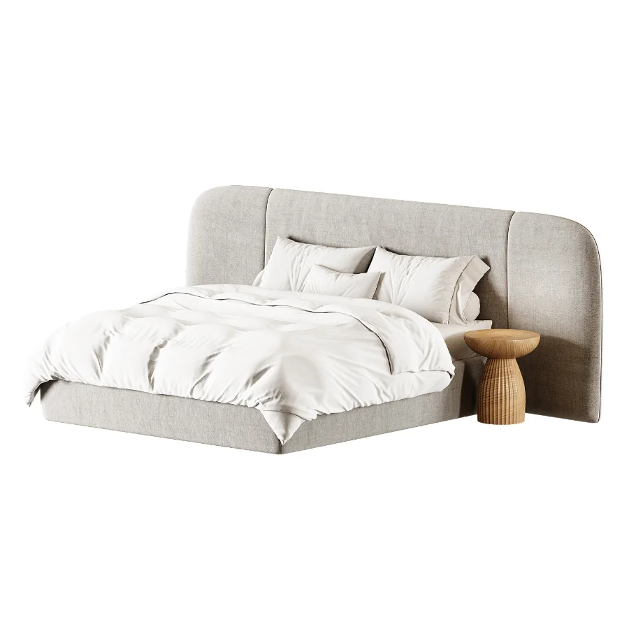 Julianne Upholstered Winged Bed Image 1
