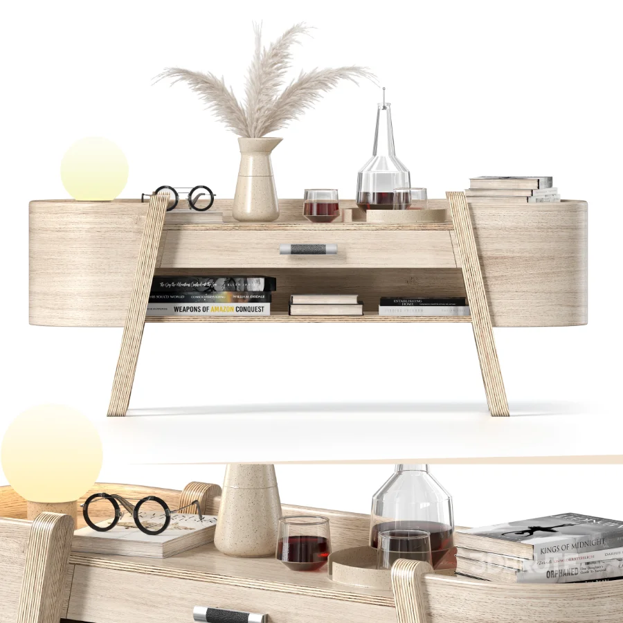 Decorative Set With Wooden Side Table Image 5