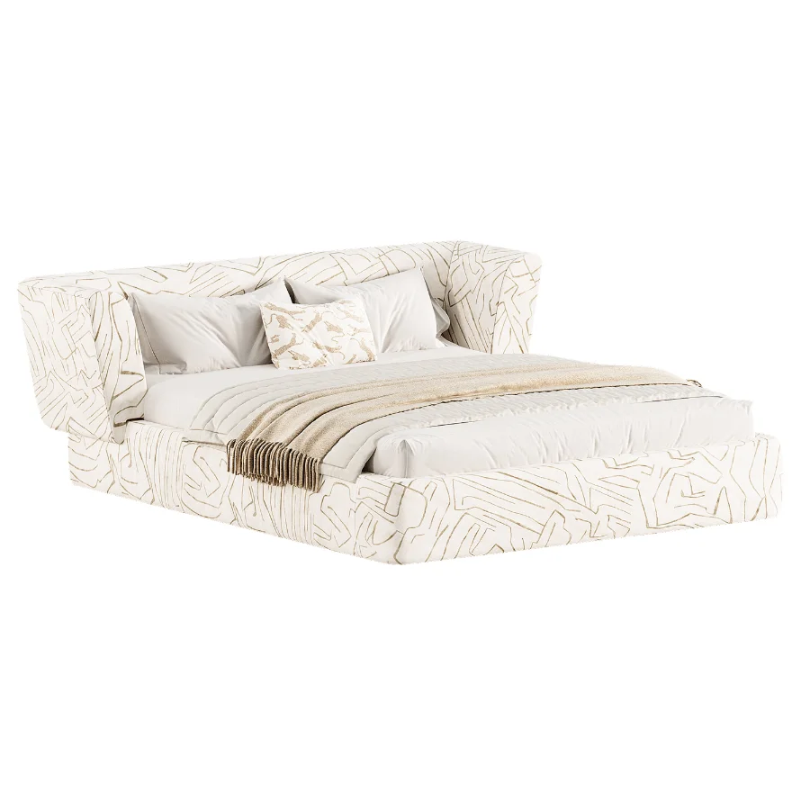 Antonella Stone Cream Fabric King Bed Image 1