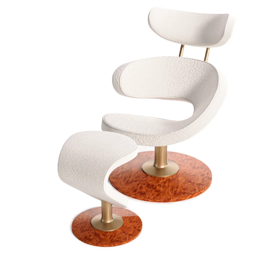 Futuristic-Curved-Leather-Armchair Image 1