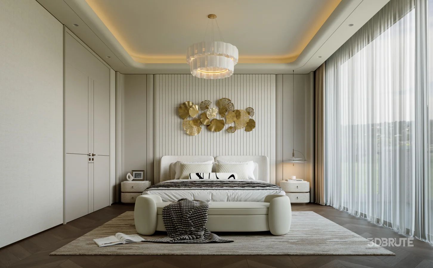 Modern bedroom and dressing room Image 1