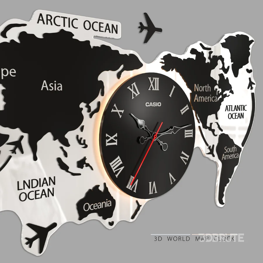 3D WORLD MAP CLOCK Image 3