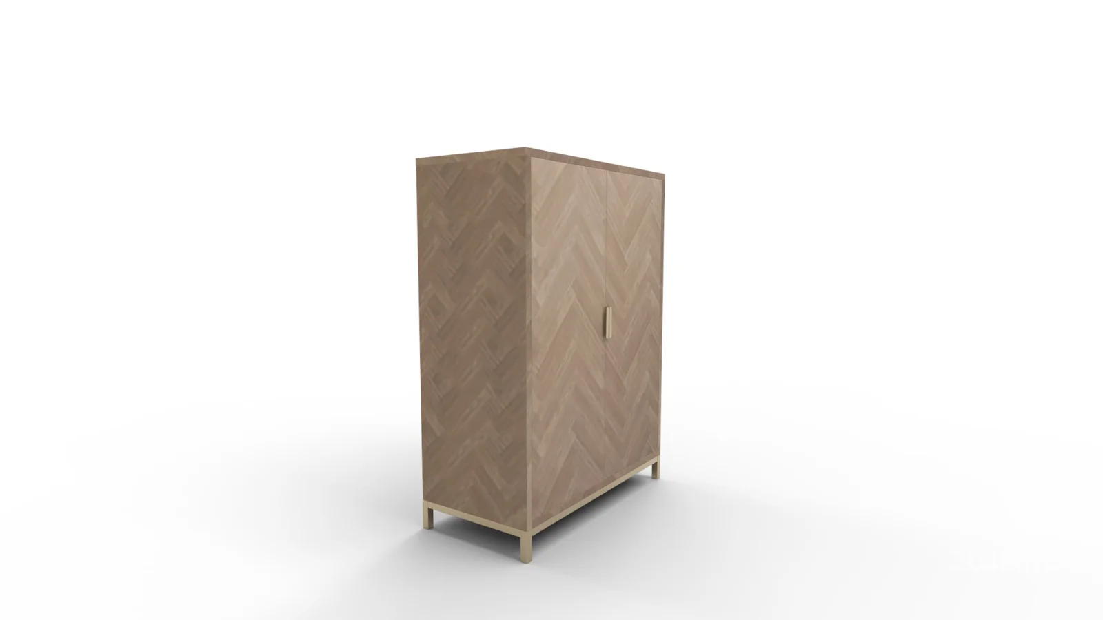 Herringbone Wood Accent Storage Cabinet With 2 Doors Image 2