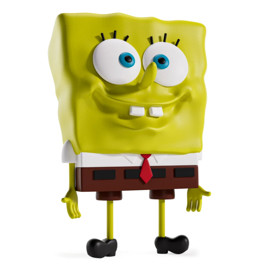 Stylized Yellow Square Cartoon Character – Game Ready 3D Model Image 3