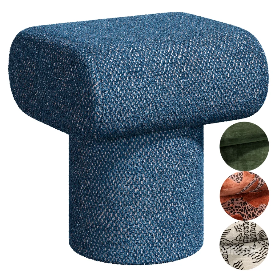 Pouf Plum Boucle Blue Image 1