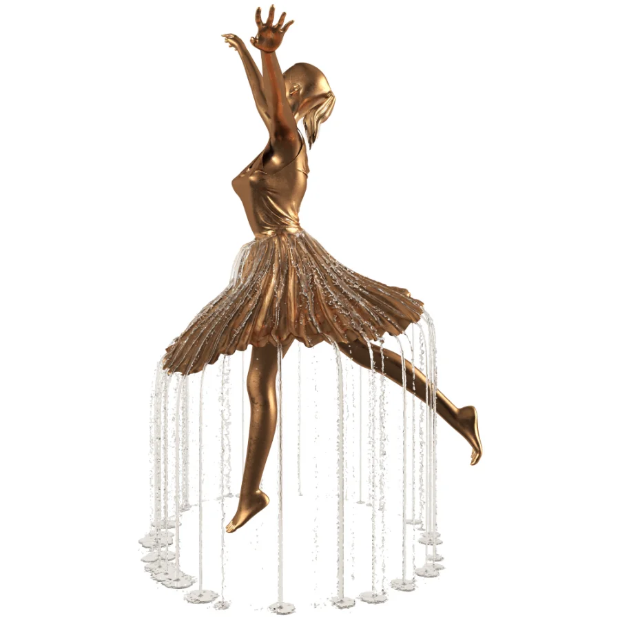 Golden Bronze Ballerina Water Fountain Image 5