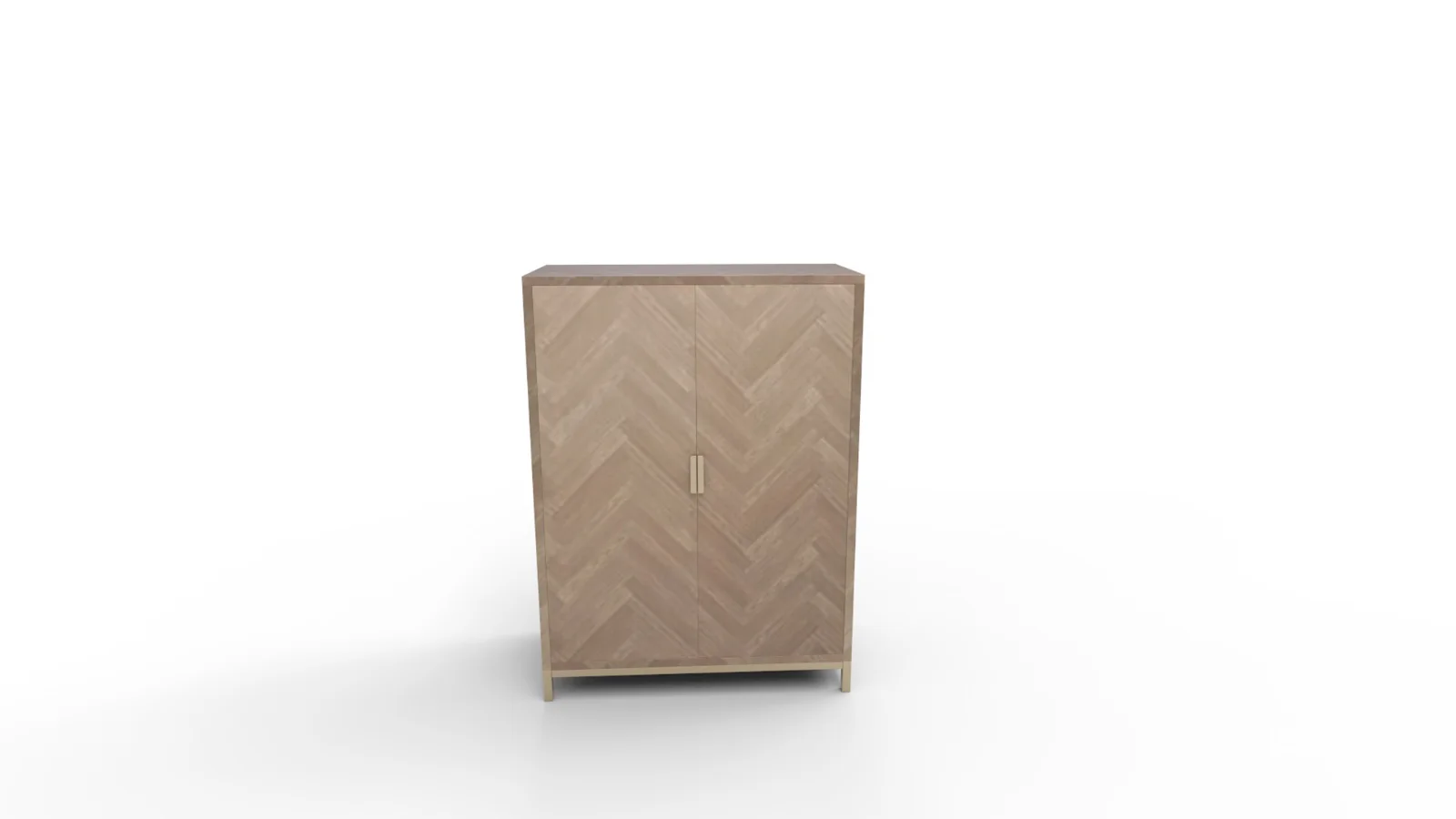 Herringbone Wood Accent Storage Cabinet With 2 Doors Image 7